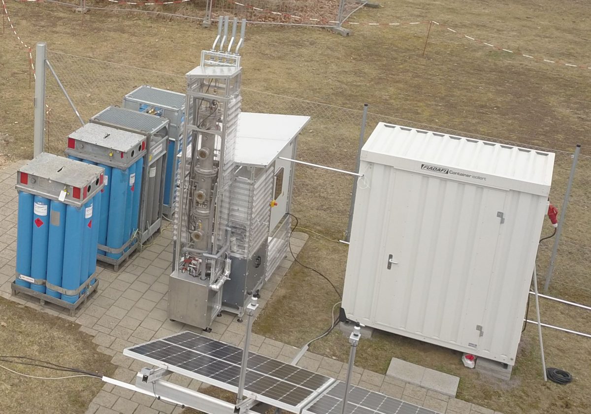 ORBIT trickle bed reactor at its new location in Regensburg. Photo: Michael Heberl